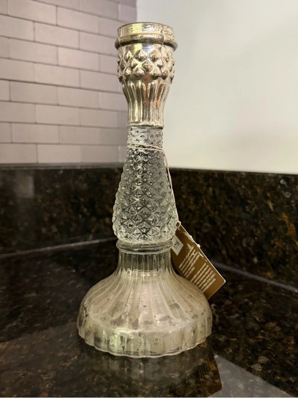 Pottery Barn Eclectic Mercury Glass Taper Candle Holders - New, Set of 3